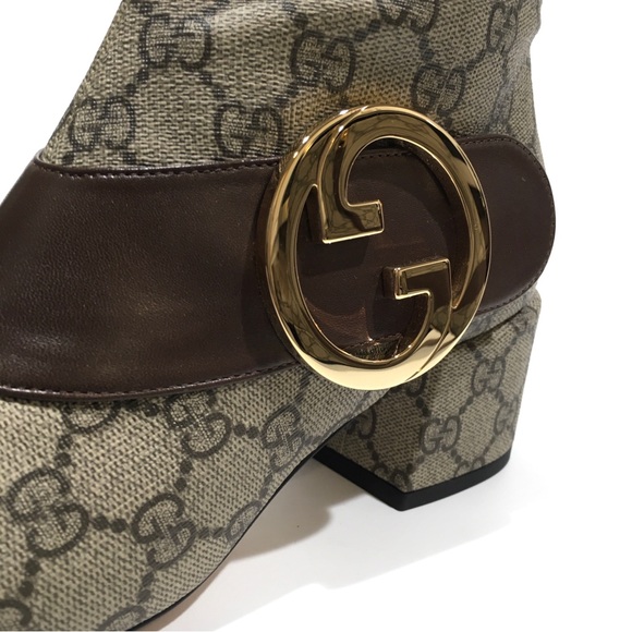 GUCCI BLONDIE GG SUPREME BOOTS / METAL LOGO -WOMEN’S US 8.5 -NEW - Picture 7 of 12